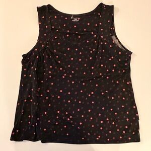 Lane Bryant Black Tank Blouse with Pink Dots